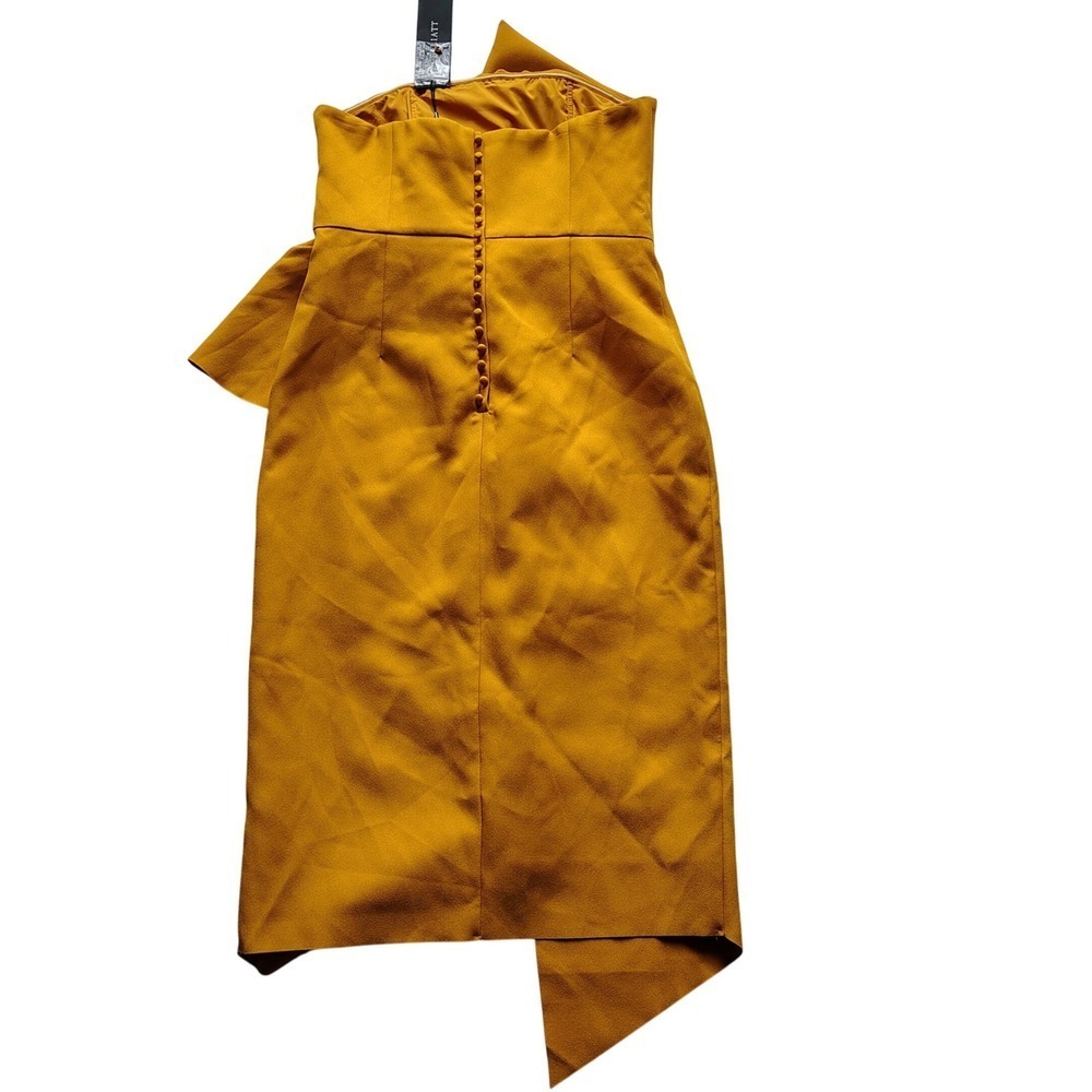 NWT Elliatt One Shoulder Cocktail Dress Size Large Mustard Yellow Sheath Party - Picture 3 of 5